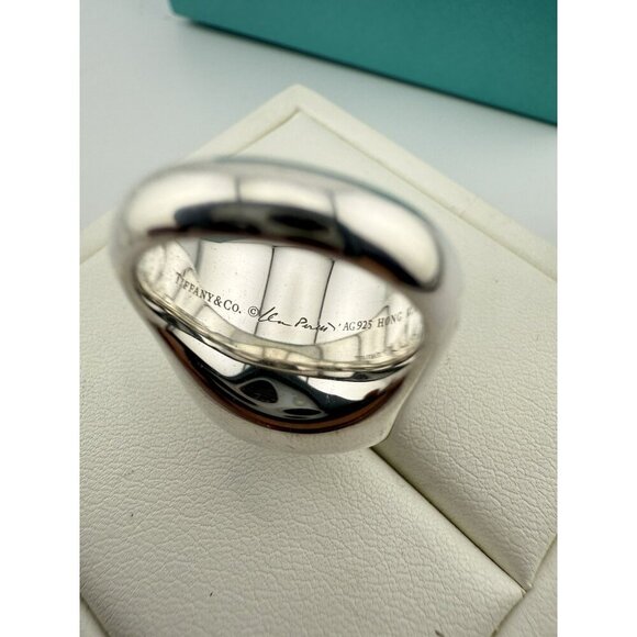 Tiffany & Co. Elsa Peretti 19mm Rock Crystal Cabochon Ring in Silver Size 5 - Picture 7 of 11